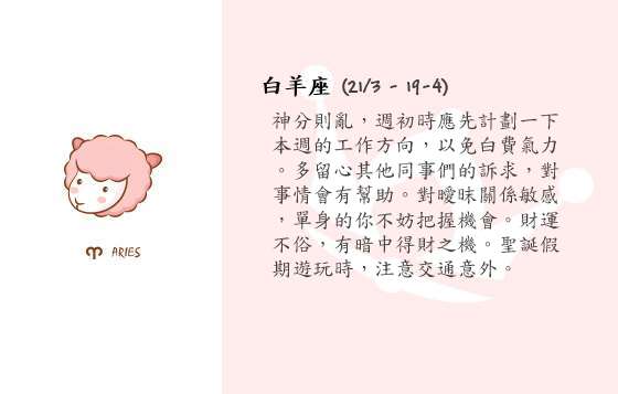 每週星座 22/12/2014 – 28/12/2014