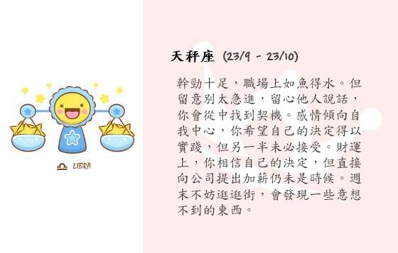 每週星座 15/12/2014 – 21/12/2014