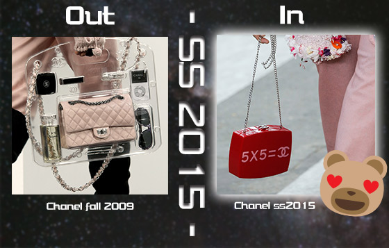 記得09年的秋冬Chanel那個一嗚驚人的透明手提包嗎？相信不少潮女都有一個透明包包看門口。其實全透明的acrylic包包較難打理，一兩條「花痕」都有排擦，而來年春夏的acrylic包包外殼變得實色硬淨，看看Chanel的新款式是否更方便打理？
