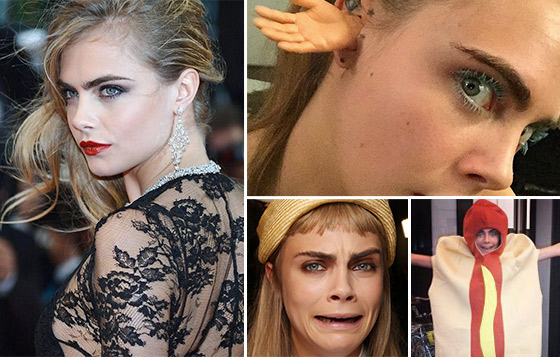 Cara Delevingne薄荷濃睫look。