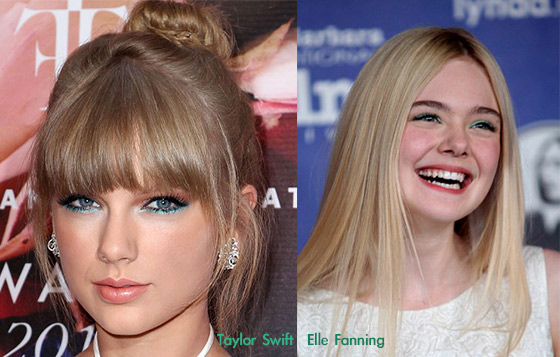 看女歌手Taylor Swift和Elle Fanning的薄荷眼妝是否有透心涼的感覺？