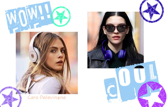 不只韓星，搞怪超模Cara Delevingne和街頭潮人也告訴大家無論中性還是女性化的裝扮戴耳機一樣好看啦！！