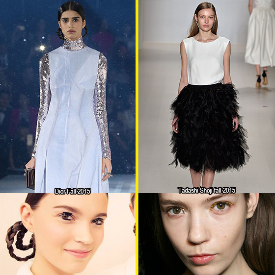 當然，Dior和Tadashi Shoji的可愛少女look配閃爍眼妝就一定穩陣好看啦！