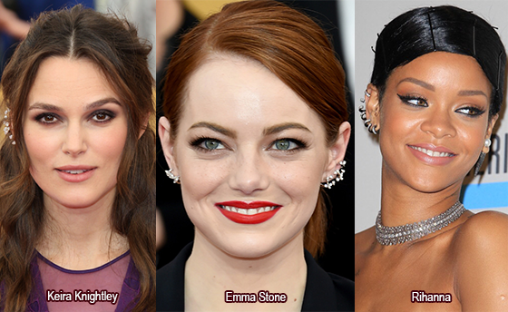  Emma Stone和Keira Knightley配戴了ear cuff，很有個性呢~