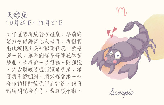 每週星座8/6/2015－14/6/2015