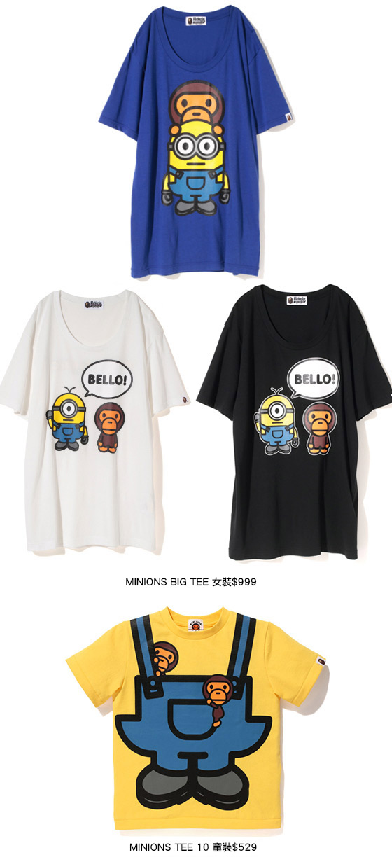 女裝長tee上印著的「BELLO」其實是MINIONS說的「HELLO」。下面的童裝也爆可愛。 女裝長tee上印著的「BELLO」其實是MINIONS說的「HELLO」。下面的童裝也爆可愛。