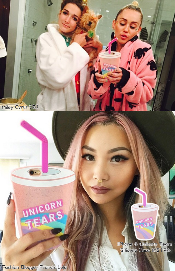 我怎麼覺得Miley Cyrus和Francis Lola的打扮和髮色是特意跟「飲品」襯色@v@