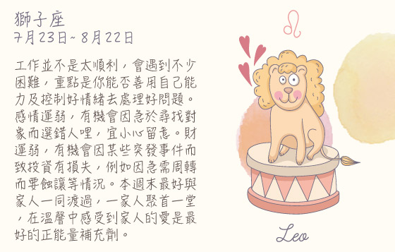 每週星座 30/11/2015 – 06/12/2015