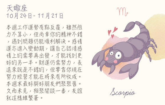 每週星座 23/11/2015 – 29/11/2015