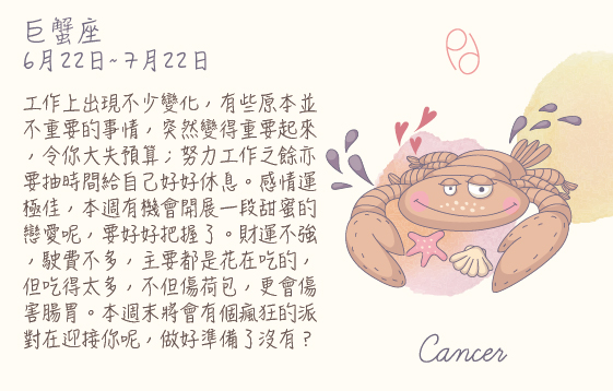 每週星座 2015.01.18 – 2016.01.23