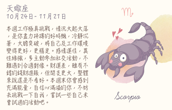 每週星座 2016.01.04 – 2016.01.10