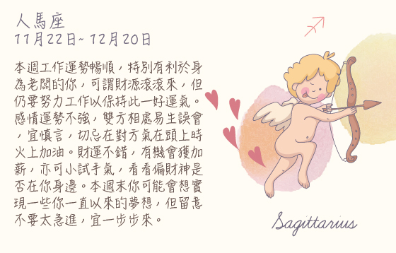 每週星座 2016.01.04 – 2016.01.10