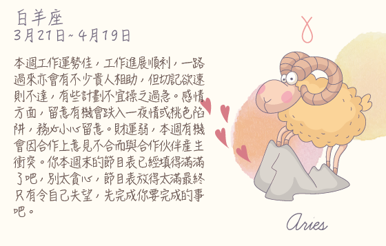 每週星座 2016.03.21 – 2016.03.27