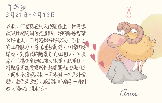 每週星座 2016.03.28 – 2016.04.03
