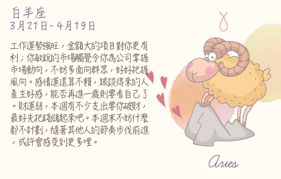 每週星座 2016.04.04 – 2016.04.10