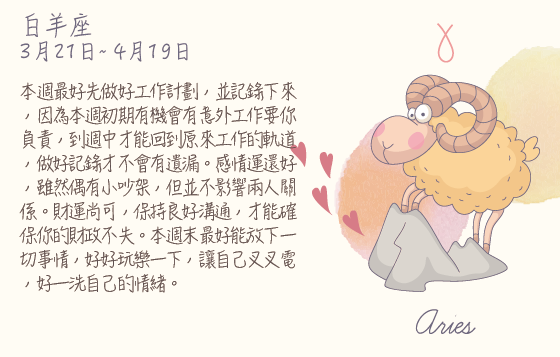 每週星座 2016.04.11 – 2016.04.17
