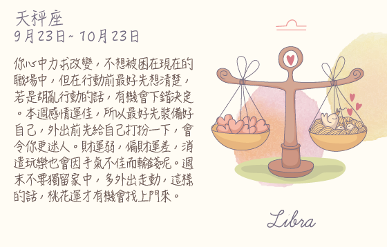 每週星座 2016.05.30 – 2016.06.05