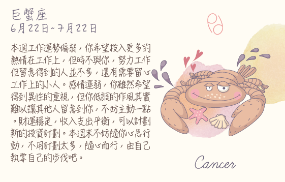 每週星座 2016.06.27 – 2016.07.03