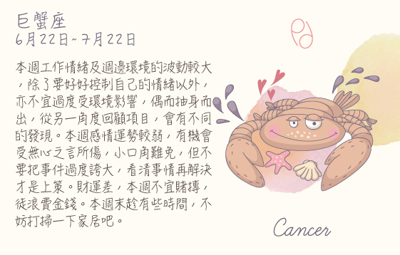 每週星座 2016.07.11 – 2016.07.17